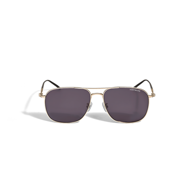 Lunettes de Soleil Carr&eacute;es avec Monture en Titane Dor&eacute; - 1