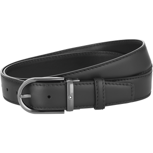 Horseshoe buckle black 35 mm leather belt