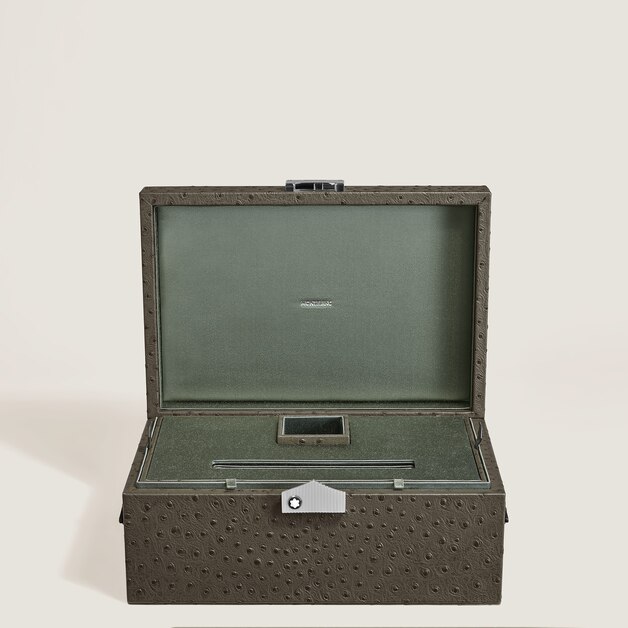 Writing Instruments Collector Box, Ostrich-Embossed Leather, Khaki - 2