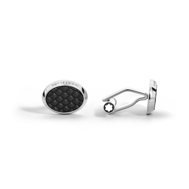 Meisterstück Oval Cufflinks with Geometric Lacquer Inlay - 1