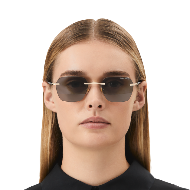 Squared Sunglasses with Gold Coloured Metal Frame - 3