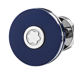 Cufflinks, round in stainless steel with blue resin