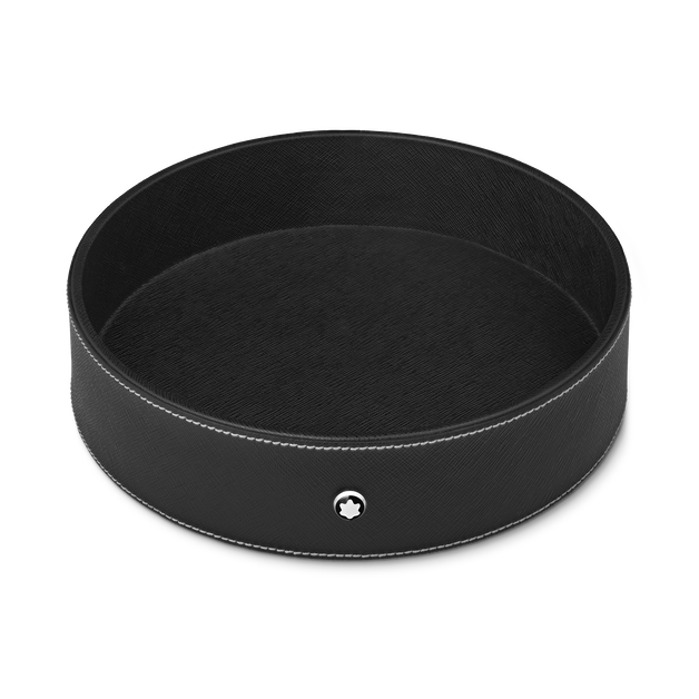 Large Round Desk Tray in Sartorial Leather - 1