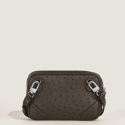 Mini Crossbody Bag in Ostrich-Embossed Leather