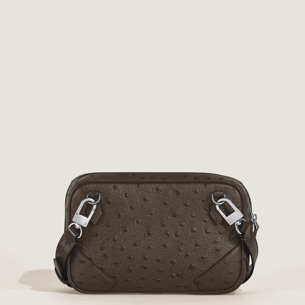 Mini Crossbody Bag in Ostrich-Embossed Leather - 3