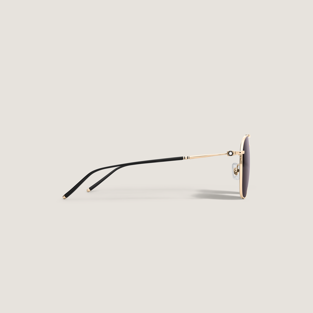 Squared Sunglasses with Gold-Coloured Titanium Frame - 2