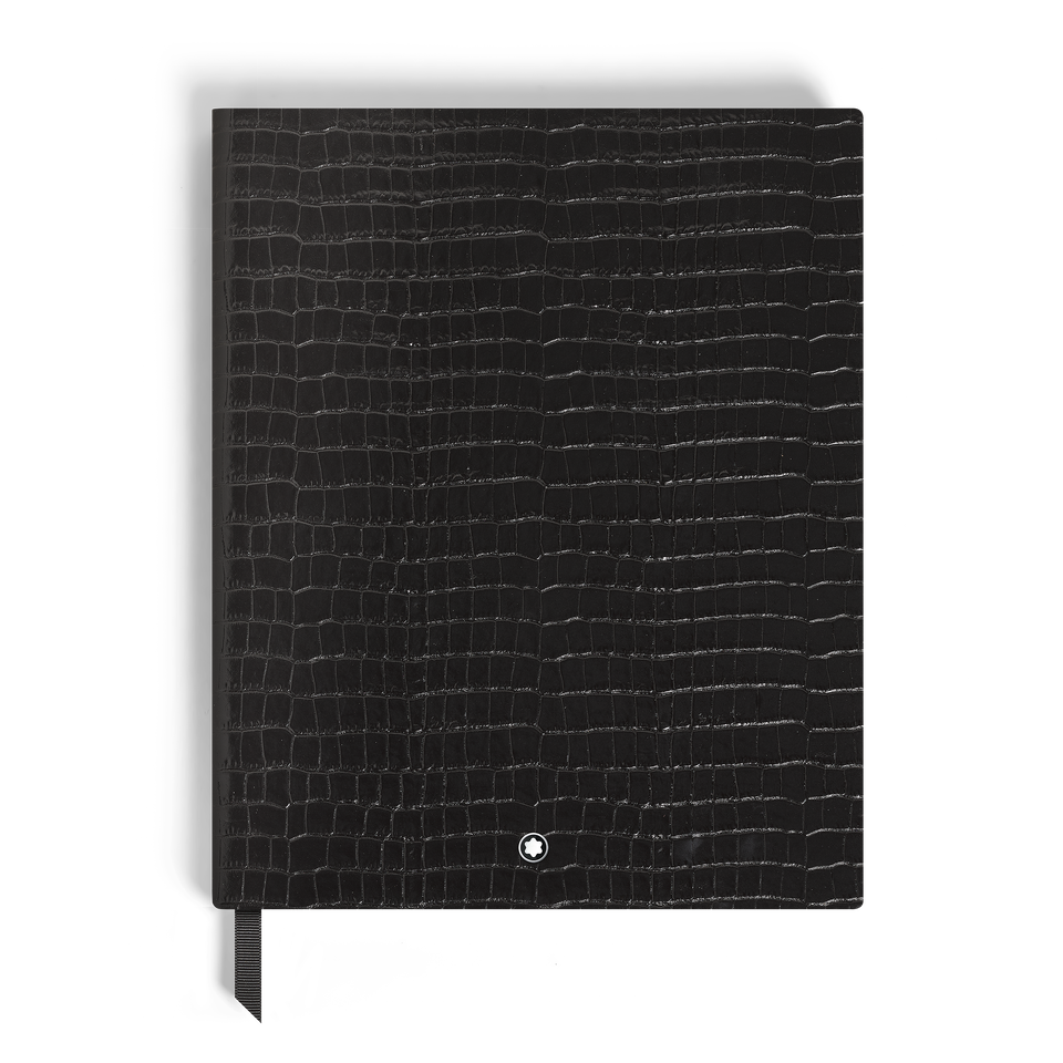 Notebook Large, Croco-Embossed Leather, Black - Lined Pages - 1