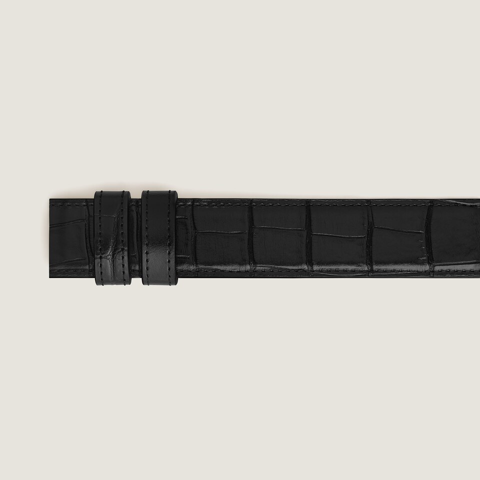 Black printed crocodile/black Meisterst&uuml;ck 30mm reversible leather strap - 3