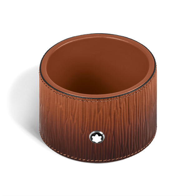 Medium Round Desk Tray in Corteccia Sfumato Leather - 1