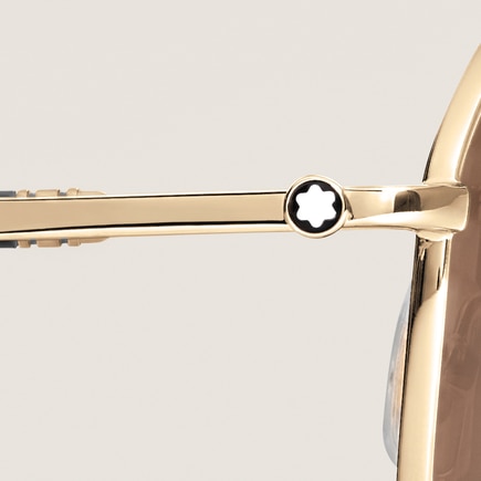 Squared Sunglasses with Gold-Coloured Metal Frame
