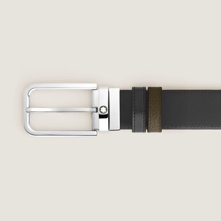 35 mm Reversible Belt in Grain Leather with Rectangular Buckle
