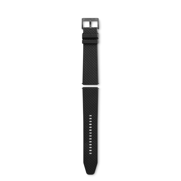 Bracelet en caoutchouc noir avec boucle ardillon noire - 1