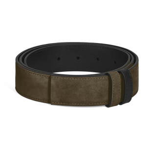 Khaki suede/black soft 35mm reversible leather strap