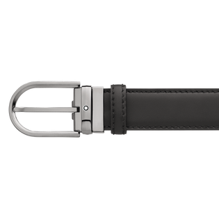 Horseshoe buckle black 35 mm leather belt