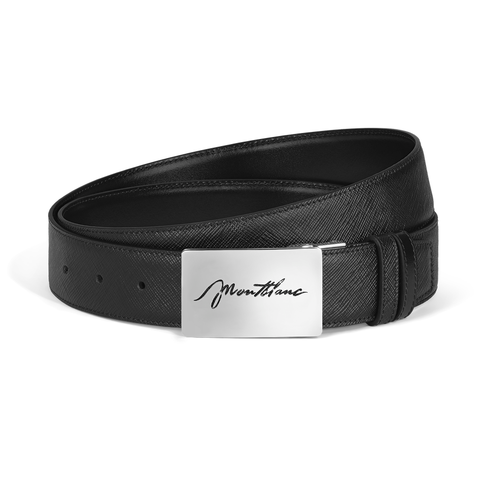 35 mm Reversible Belt in Sartorial Leather with Plate Buckle - 1