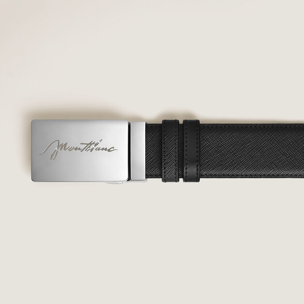35 mm Reversible Belt in Sartorial Leather with Plate Buckle - 2