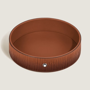 Large Round Desk Tray in Corteccia Sfumato Leather