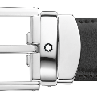 Horseshoe buckle black/brown 30 mm reversible leather belt