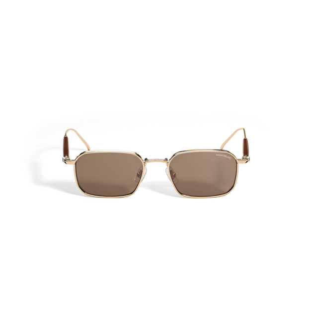 Rectangular Sunglasses with Gold-Coloured Metal Frame - 1