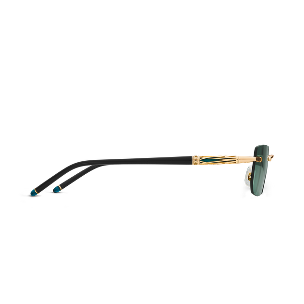 Lunettes de Soleil Rectangulaires avec Monture en Métal Doré - 2