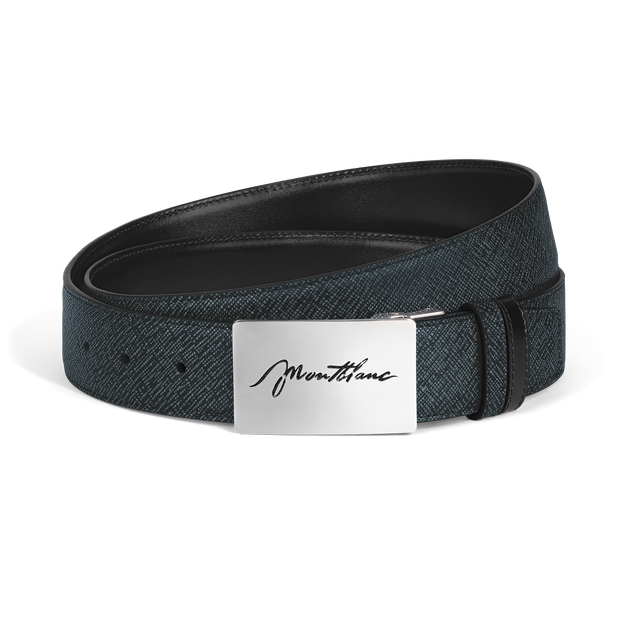 35 mm Reversible Belt in Sartorial Leather with Plate Buckle - 1