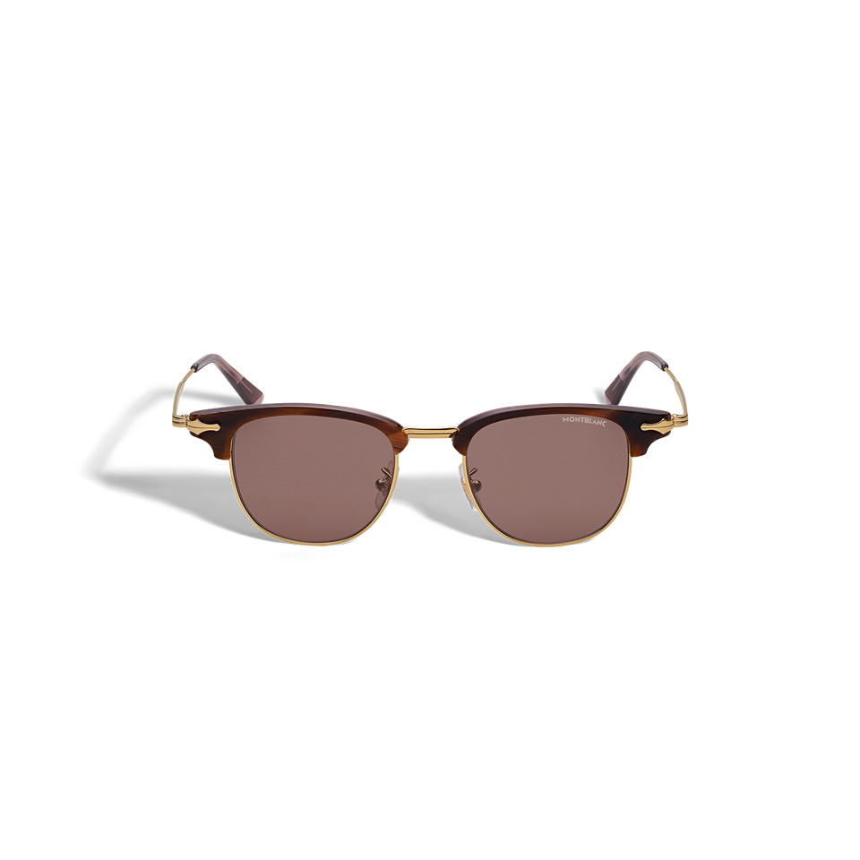 Rectangular Sunglasses with Gold-Coloured Metal Frame - 1