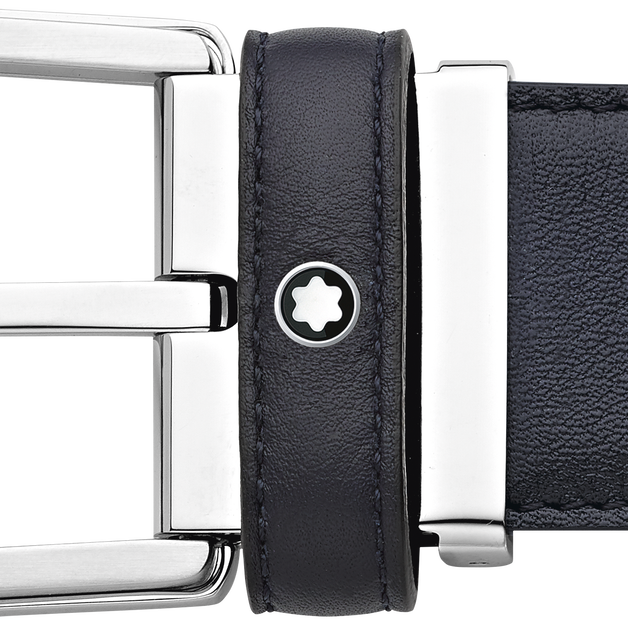 Horseshoe buckle blue 35 mm leather belt - 2