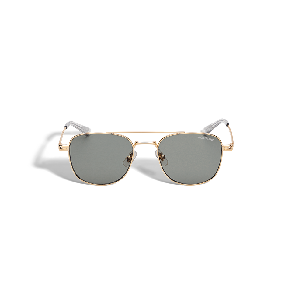 Squared Sunglasses with Gold-Coloured Metal Frame - 1