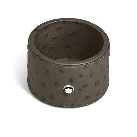 درج مكتب متوسط، جلد يحمل زخارف ناتئة على شكل جلد النعام، لون كاكي