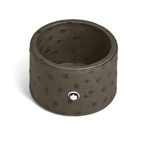 درج مكتب متوسط، جلد يحمل زخارف ناتئة على شكل جلد النعام، لون كاكي - 1