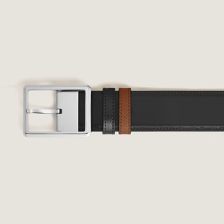 35 mm Reversible Belt in Sartorial Leather with Rectangular Buckle