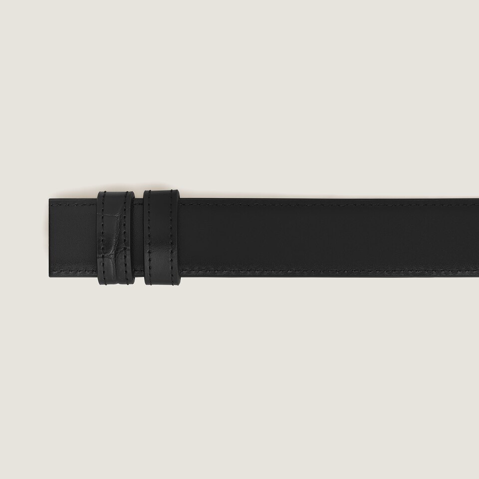 Black printed crocodile/black Meisterst&uuml;ck 30mm reversible leather strap - 2