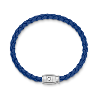 Bracelet Steel 3 rings closing and Blue leather