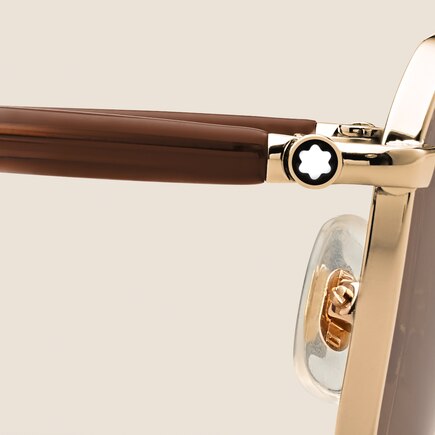 Rectangular Sunglasses with Gold-Coloured Metal Frame