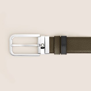35 mm Reversible Belt in Grain Leather with Rectangular Buckle