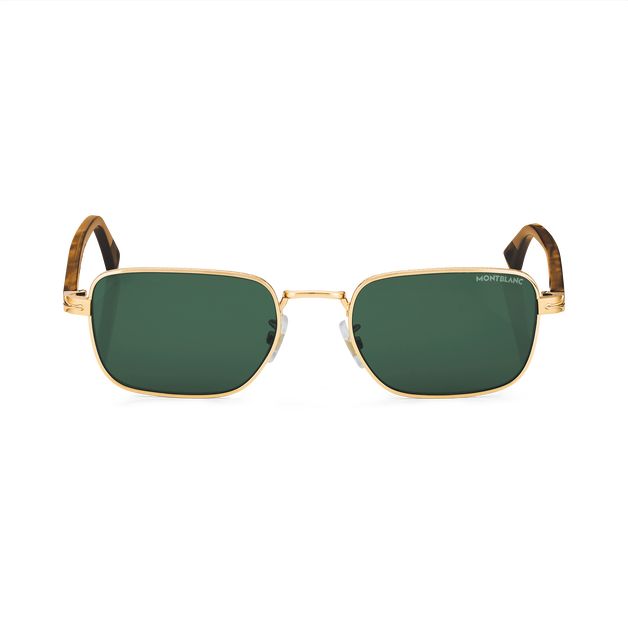 Gafas de sol rectangulares con montura metálica dorada - 1