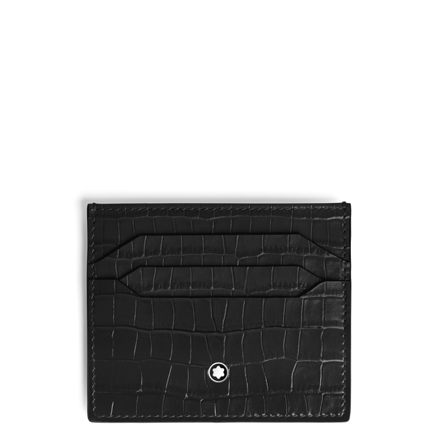 Card Holder 6cc in Croco-Embossed Leather - 1