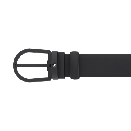 Cinturón de piel negra de 35 mm con hebilla en forma de herradura