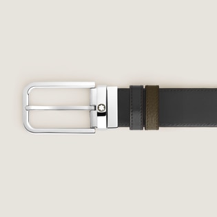 35 mm Reversible Belt in Grain Leather with Rectangular Buckle