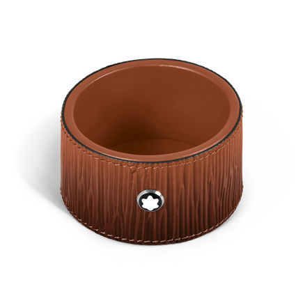 Small Round Desk Tray in Corteccia Sfumato Leather