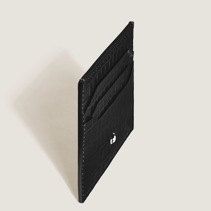 Card Holder 6cc in Croco-Embossed Leather