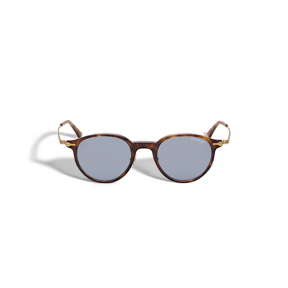 Round Sunglasses with Havana Acetate Frame - 1
