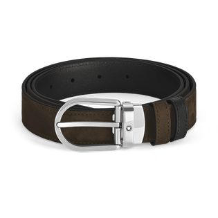 Horseshoe buckle brown/black 30mm reversible leather belt