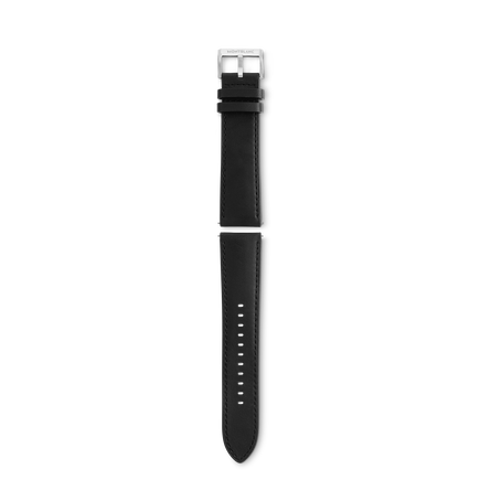 Bracelet en cuir de veau noir avec boucle ardillon grise
