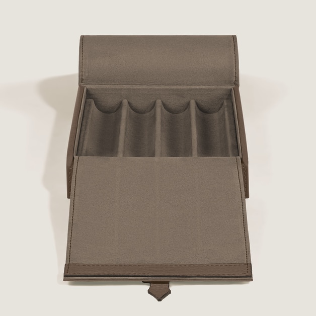 Coffret de Voyage pour 4&nbsp;Instruments d&rsquo;&Eacute;criture en Cuir Grain&eacute; - 4