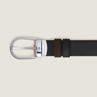 Horseshoe buckle brown/black 30mm reversible leather belt
