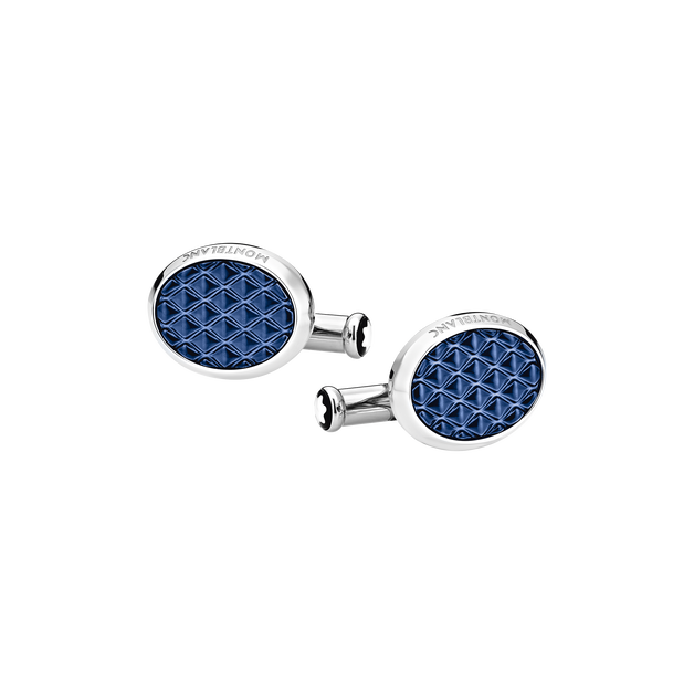 Meisterstück Oval Cufflinks with Geometric Lacquer Inlay - 1