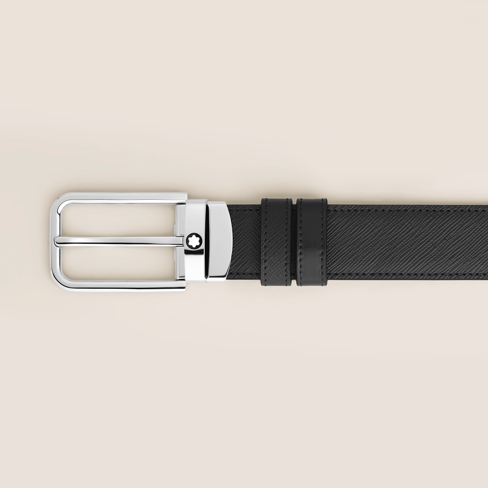 30 mm Reversible Belt in Sartorial Leather with Rectangular Buckle - 3