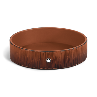 Large Round Desk Tray in Corteccia Sfumato Leather