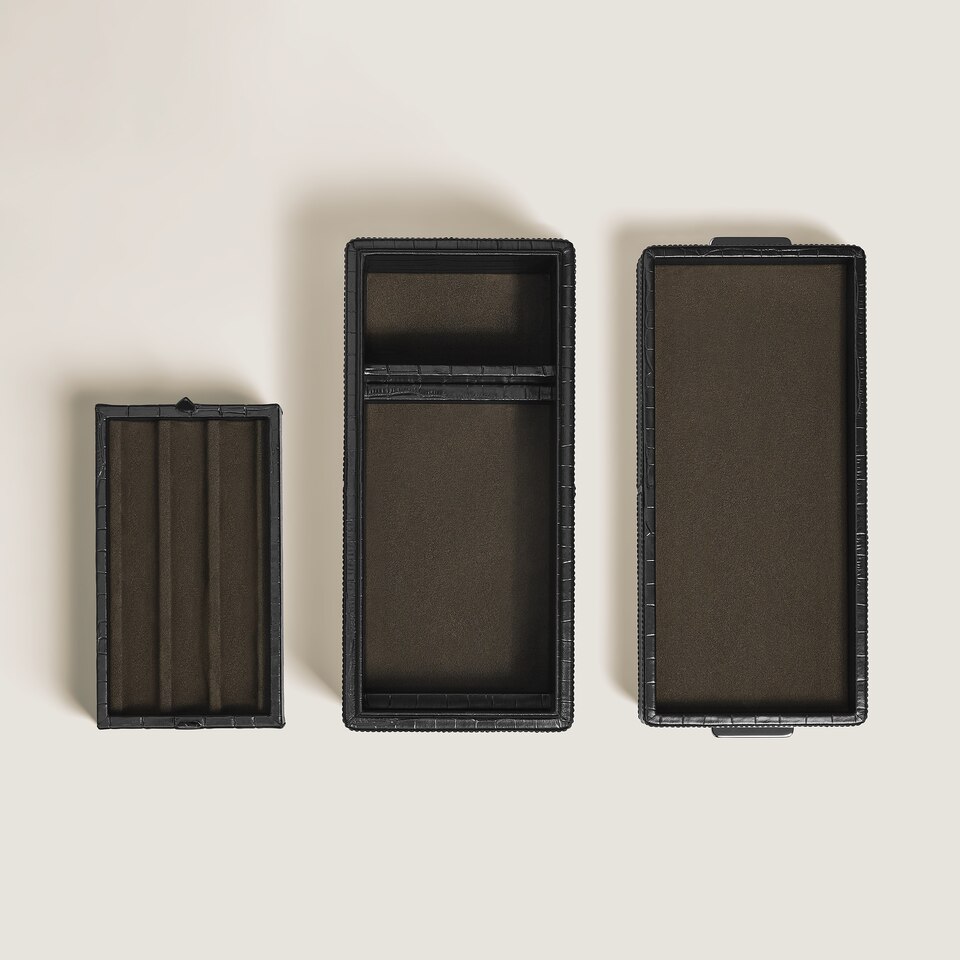 Pen Box, Croco-Embossed Leather, Black - 4